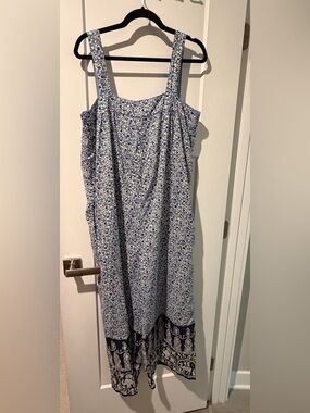 Pink Chicken Blue and White Floral jumpsuit